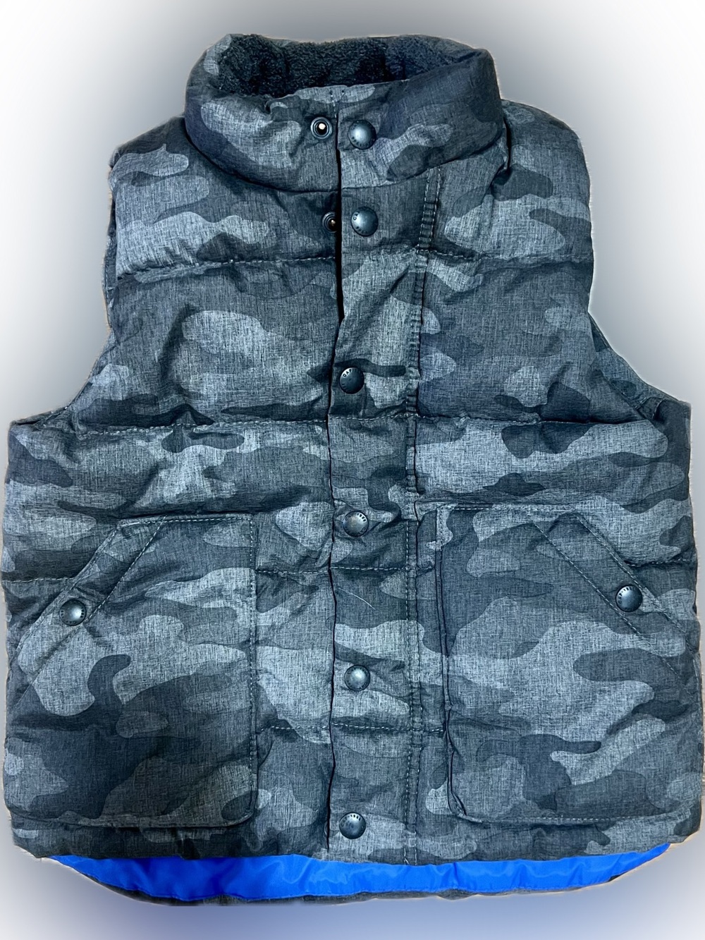 GAP Baby Gray & Black Camo Puffer Vest 4T